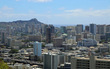 View at Honolulu and Diamond Head, Oahu, Hawaii