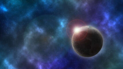 Obraz na płótnie Canvas planet and star system with gas clouds illustration 