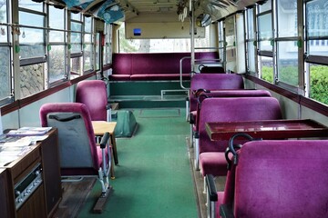 Inside of old bus interior in Japan - 古いバスの車内 日本