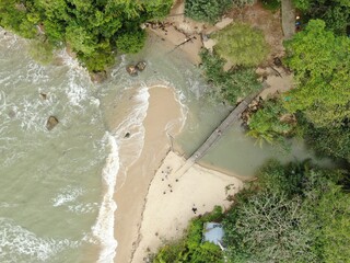 Creative Aerial Shots of the Santubong and Damai Beaches of Sarawak Malaysia, beside the South...