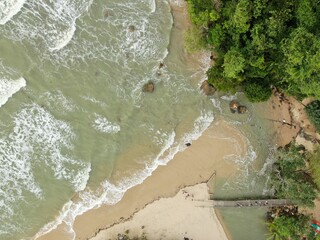 Creative Aerial Shots of the Santubong and Damai Beaches of Sarawak Malaysia, beside the South...