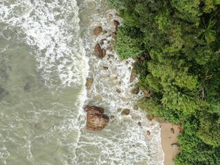 Creative Aerial Shots of the Santubong and Damai Beaches of Sarawak Malaysia, beside the South...