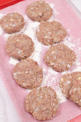 Raw Meatballs on the tray ready for baking or frying