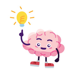 Isolated brain cartoon having an idea - Vector illustration