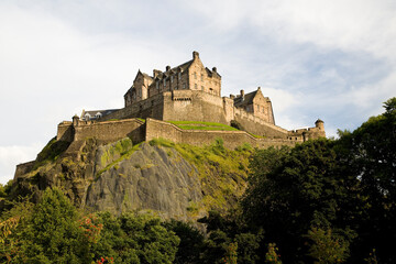 Fototapeta na wymiar Edinburgh Castle, a historic fortress which dominates the skyline of Edinburgh, the capital city of Scotland.