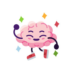 Isolated brain cartoon on a dance party - Vector illustration