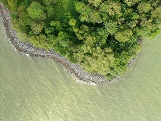 Creative Aerial Shots of the Santubong and Damai Beaches of Sarawak Malaysia, beside the South...