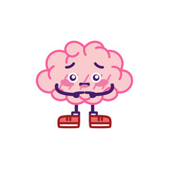 Isolated shy brain cartoon. Shy emote - Vector illustration
