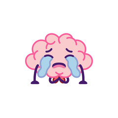 Isolated sad brain cartoon crying - Vector illustration
