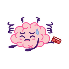 Isolated brain cartoon with a confusion - Vector illustration
