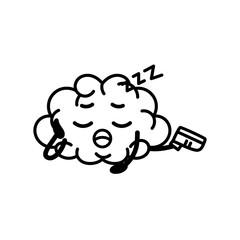 Isolated brain cartoon falling asleep - Vector illustration