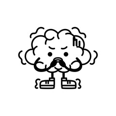 Isolated angry brain cartoon eating its nails - Vector illustration