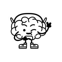 Isolated brain cartoon playing videogames - Vector illustration