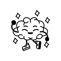 Isolated brain cartoon on a dance party - Vector illustration