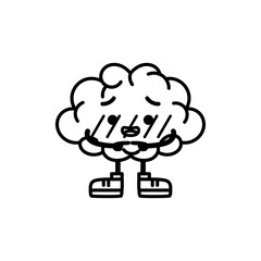 Isolated shy brain cartoon. Shy emote - Vector illustration