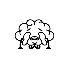 Isolated sad brain cartoon crying - Vector illustration