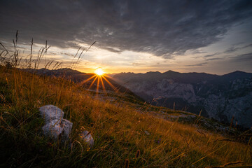 Hiking in Totes Gebirge mountains in Austrian Alpes