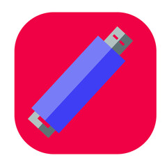 Flat color thumb drive icon on red background. Fully editable. 