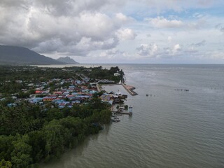 Creative Aerial Shots of the Santubong and Damai Beaches of Sarawak Malaysia, beside the South...