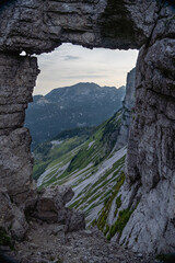 Hiking in Totes Gebirge mountains in Austrian Alpes
