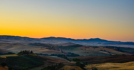 Toskana, Podere Belvedere im Val d'Orcia im Morgenlicht