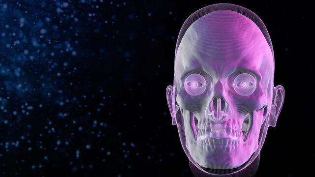 menschlicher Sch&auml;del, Totenkopf, 3d Illustration