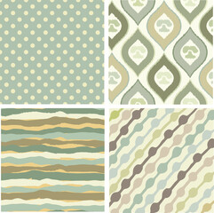 Modern Abstract Seamless Pattern Set in Pastel Colors