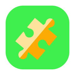 Fototapeta premium Flat color puzzle icon on green background. Fully editable. 