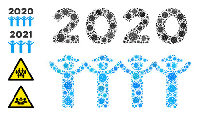 2020 gentlemen dance covid virus mosaic icon. 2020 gentlemen dance collage is organized from random viral icons. Bonus icons are added. Flat style.