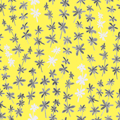 Flowers seamless pattern. Hand drawn pencil drawing. Botanical illustration. Background for header, image for blog, decoration. Design of wallpaper, textiles, fabrics.