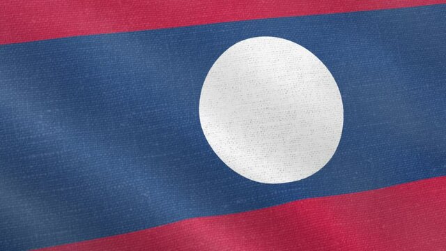 Laos flag wind blowing full frame background