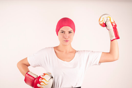 Cancer Fighter Woman With Boxing Gloves
