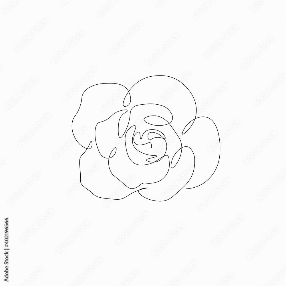 Sticker Rose vector, summer flowers isolated on white background. Continuous line drawing. Vector illustration