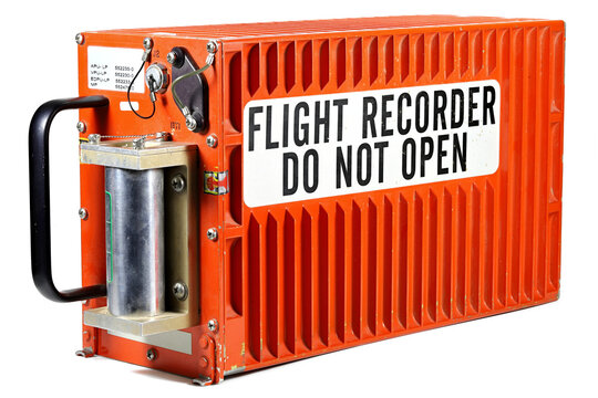 flight data recorder from aircraft isolated on white background
