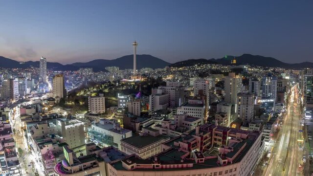 Seoul City Skyline at Dusk with Namsan Tower