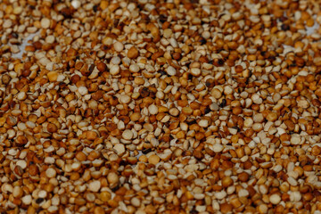 Ethiopian traditional grains dry in the sun so that they can be prepared for consumption