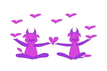 The bull and the cow meditating in love
