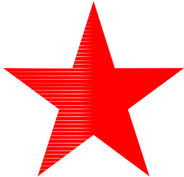 A red star with a transparent outline covers half of the area
