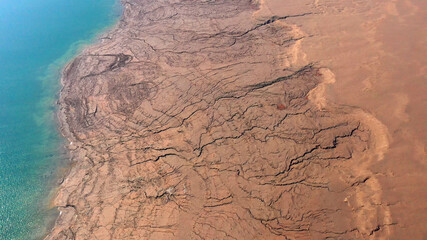 Dead sea coastline North part, Aerial view
Drone view from dead sea desert and gorge
