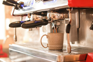 Máquina de café, espesso, cafeteria. Close up
