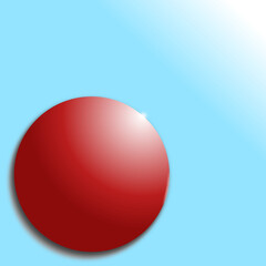 Eine rote dreidimensional wirkende Kugel mit Lichtquelle von rechts oben und Schlagschatten vor hellblauem Hintergrund mit Farbverlauf
