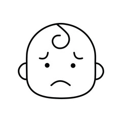 Sad baby face emotion line icon
