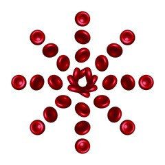 Red blood cells in the shape of a star on a white background. Erythrocyte creative symbol. Vector illustration.