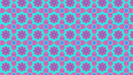 Fototapeta premium Patrón de flor estrella - morado y azul