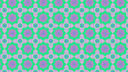 Patrón de flor estrella -  verde y morado