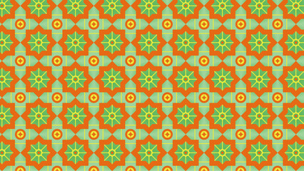 Patrón de flor estrella -  naranja y verde