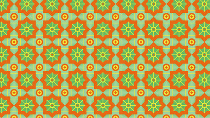 Patrón de flor estrella -  naranja y verde