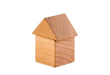 Small wooden house isolated on white background with clipping path