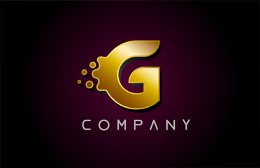 G gold golden letter logo icon. Creative alphabet design for company and business