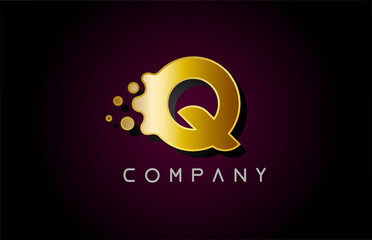 Q gold golden letter logo icon. Creative alphabet design for company and business